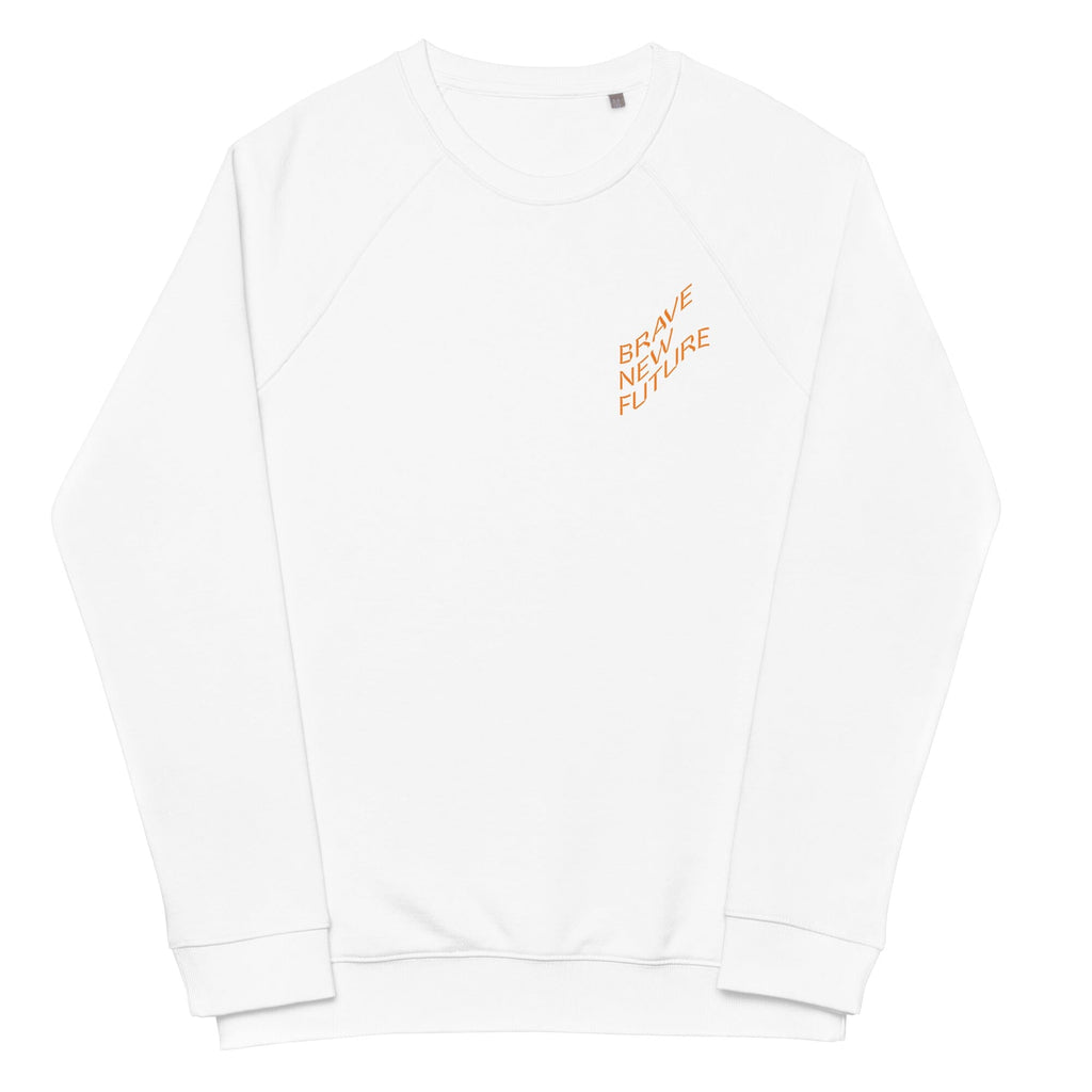 BRAVE NEW FUTURE organic raglan sweatshirt Embattled Clothing White XS 