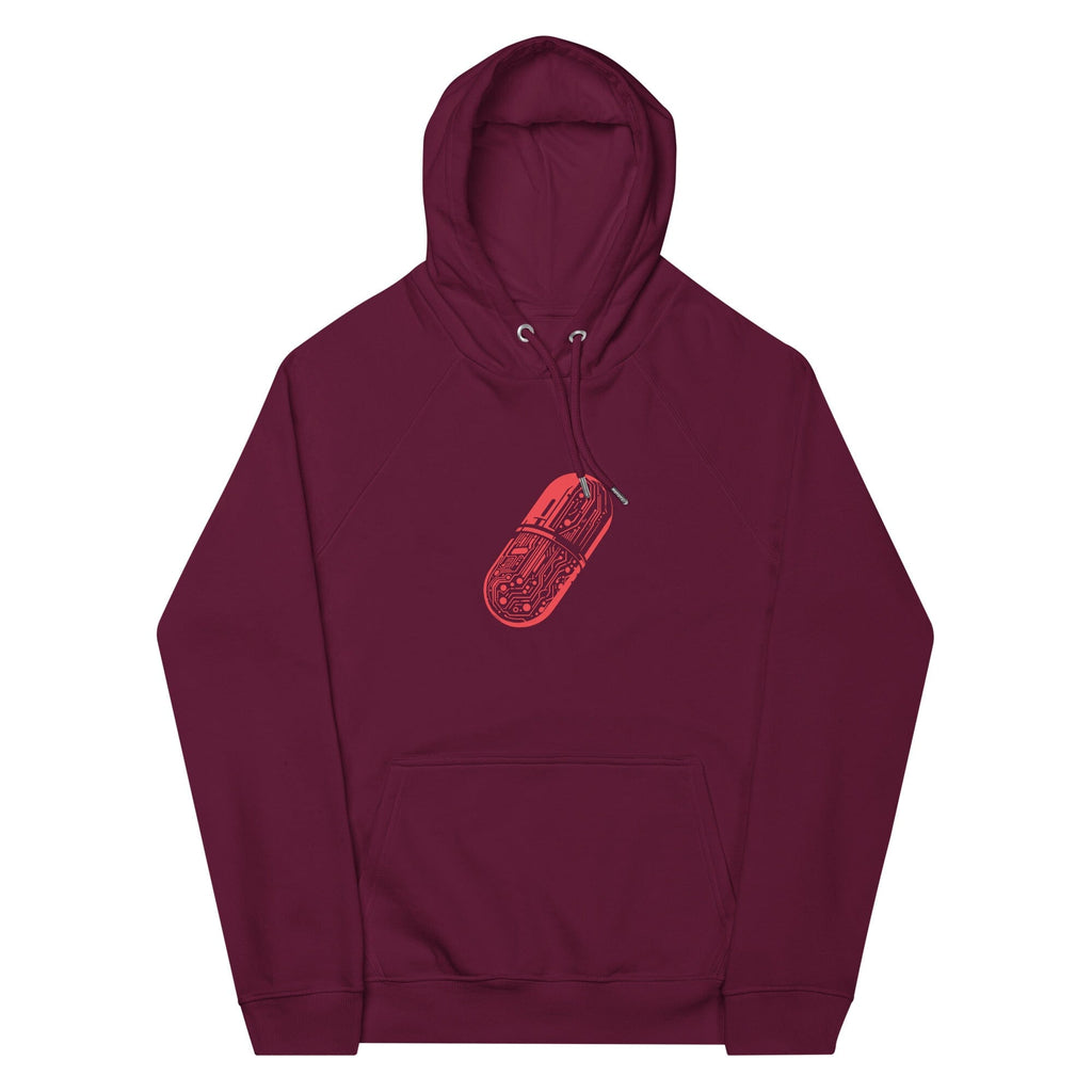 CYBERNETIC RED-PILL eco raglan hoodie Embattled Clothing Burgundy XS 