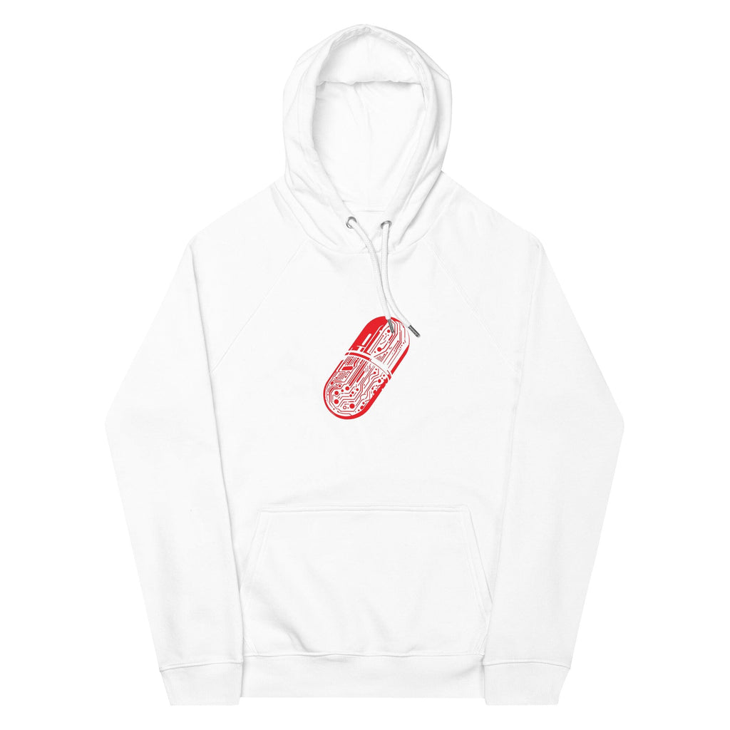 CYBERNETIC RED-PILL eco raglan hoodie Embattled Clothing White XS 