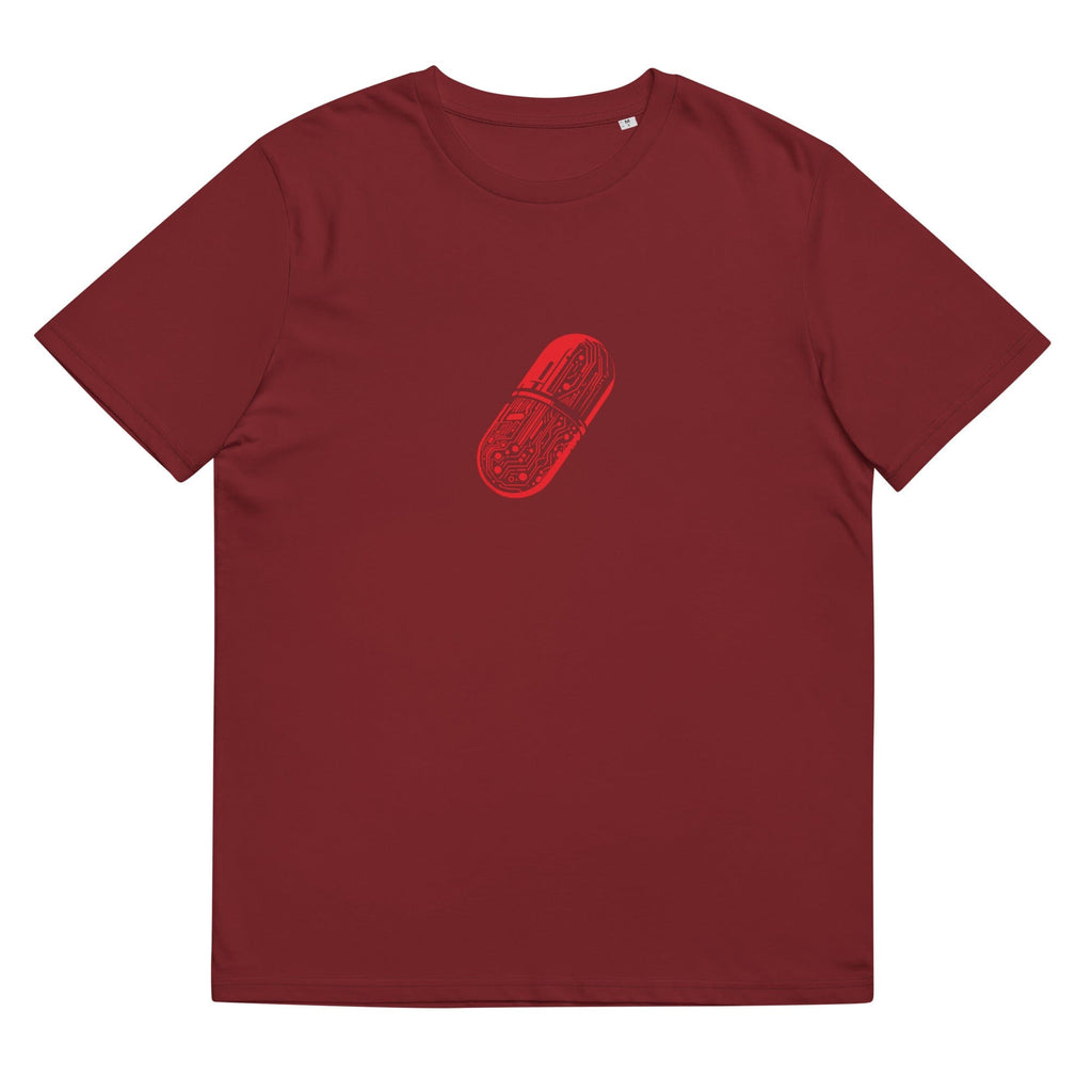 CYBERNETIC RED-PILL organic cotton t-shirt Embattled Clothing Burgundy S 
