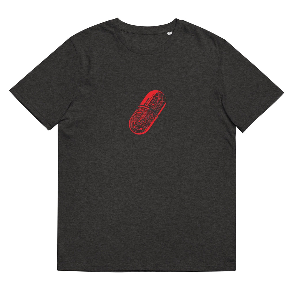 CYBERNETIC RED-PILL organic cotton t-shirt Embattled Clothing Dark Heather Grey S 