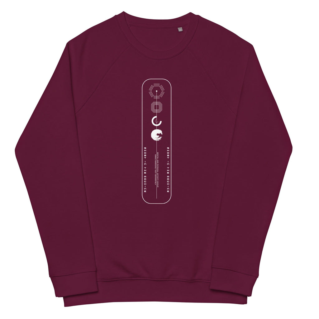 ETERNAL WARRIOR WAY organic raglan sweatshirt Embattled Clothing Burgundy XS 