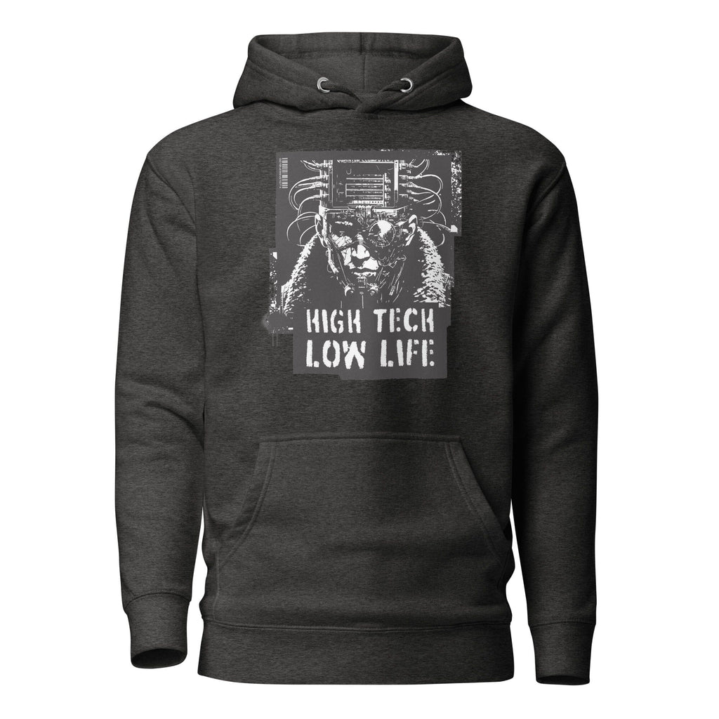 HIGH TECH - LOW LIFE Hoodie Embattled Clothing Charcoal Heather S 