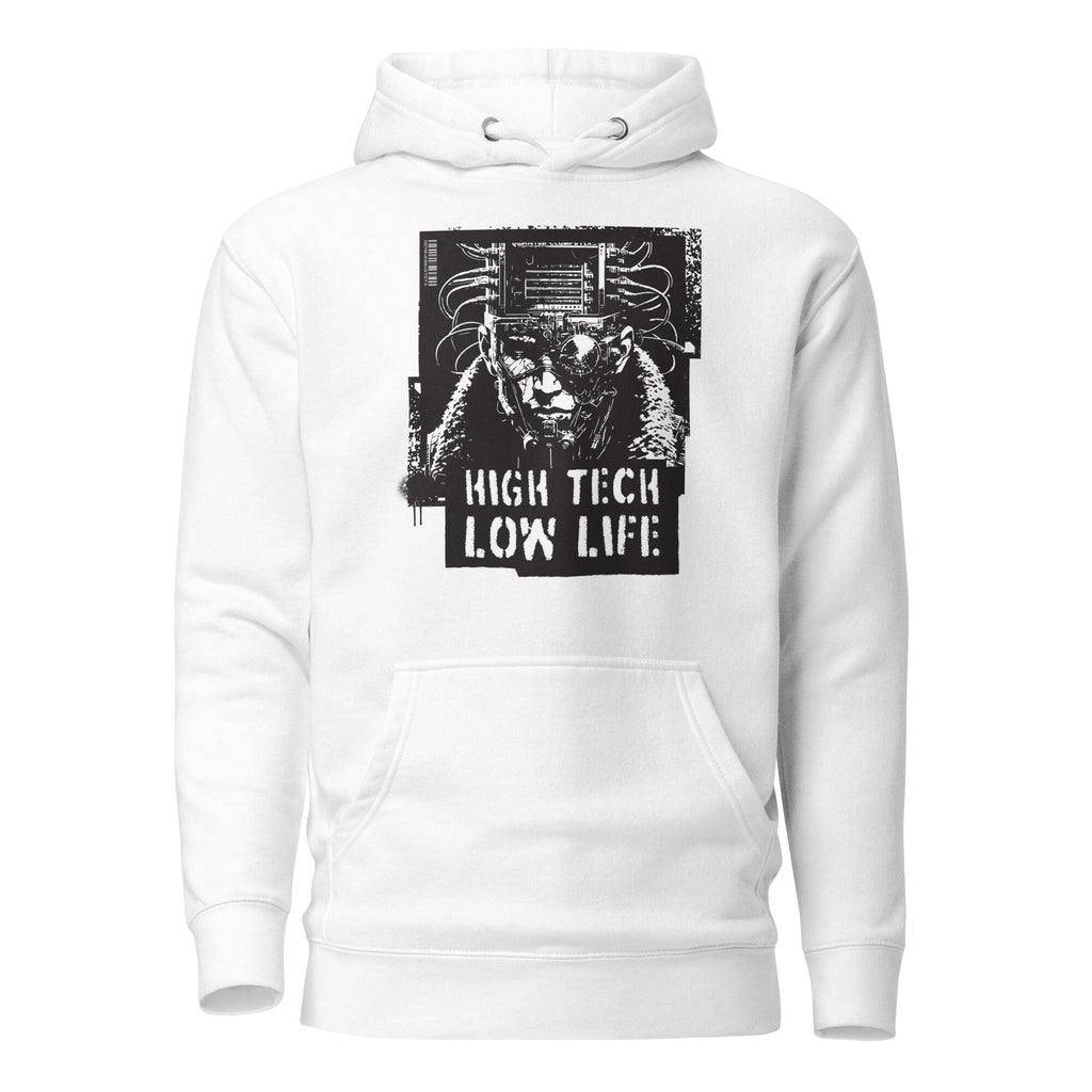 HIGH TECH - LOW LIFE Hoodie Embattled Clothing White S 