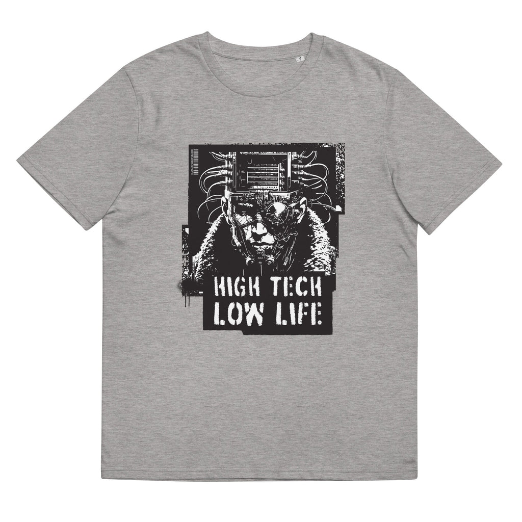 HIGH TECH - LOW LIFE organic cotton t-shirt Embattled Clothing Heather Grey S 