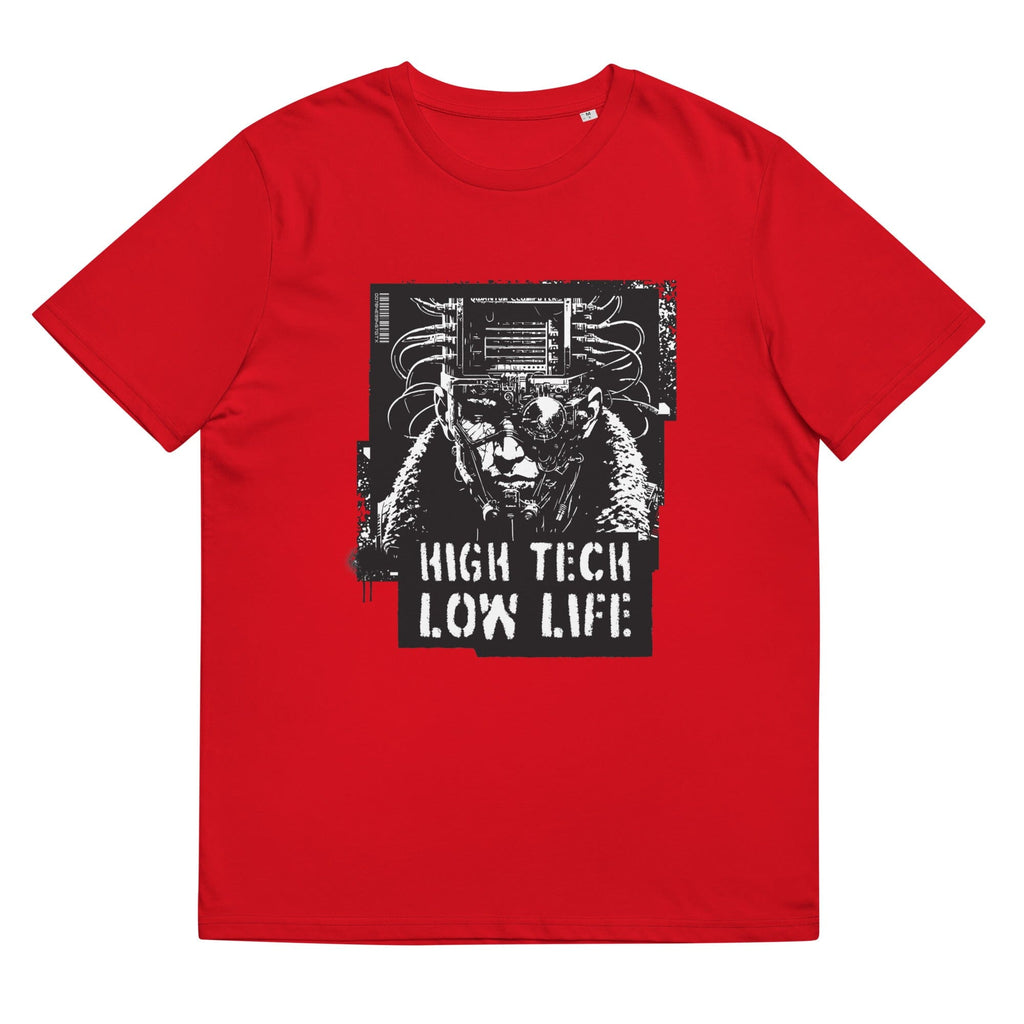 HIGH TECH - LOW LIFE organic cotton t-shirt Embattled Clothing Red S 