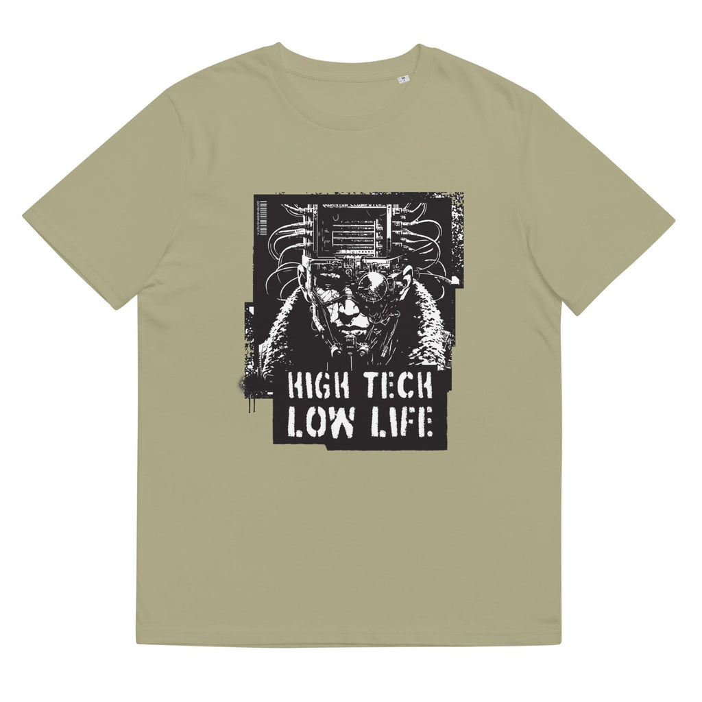 HIGH TECH - LOW LIFE organic cotton t-shirt Embattled Clothing Sage S 