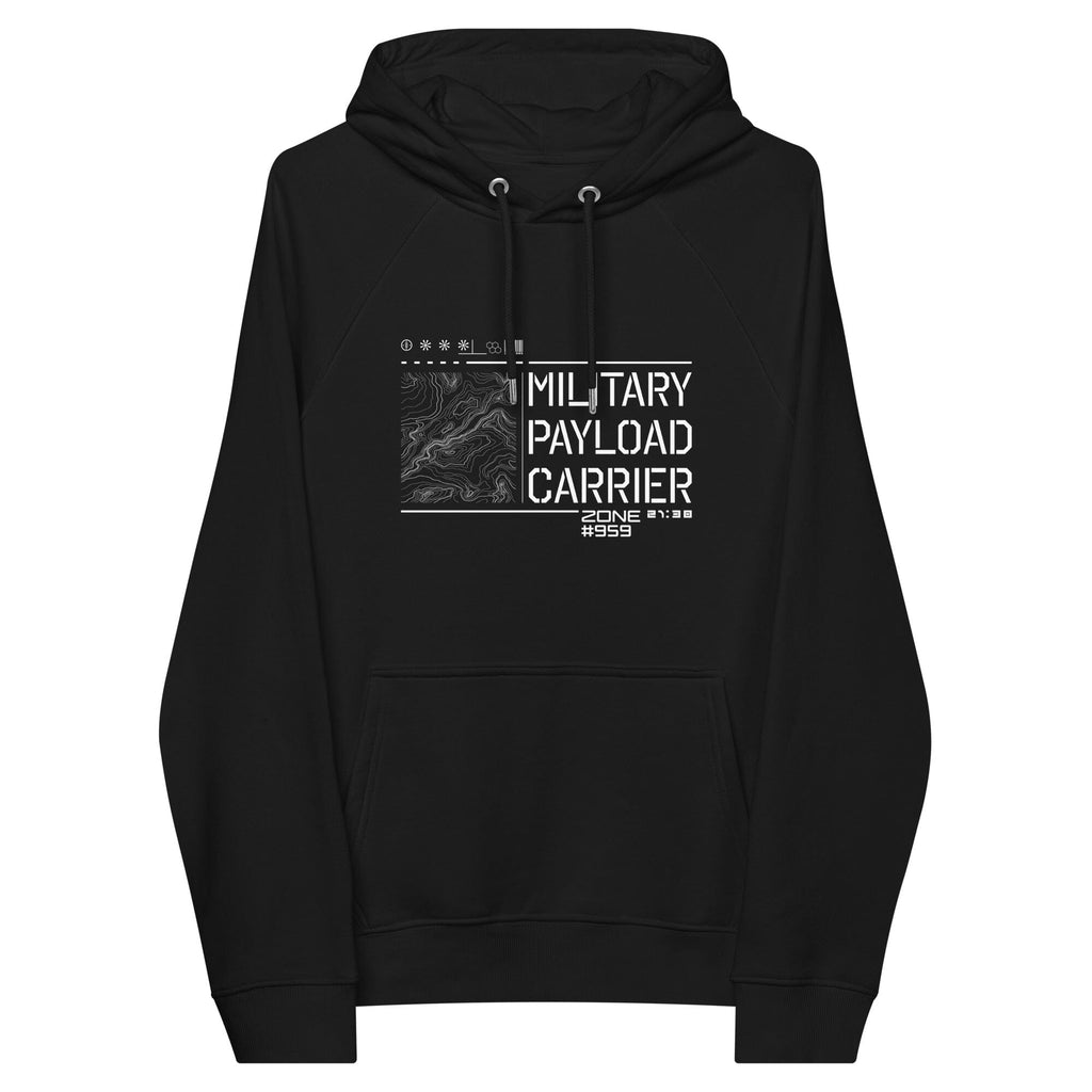 MILITARY PAYLOAD CARRIER eco raglan hoodie Embattled Clothing Black XS 