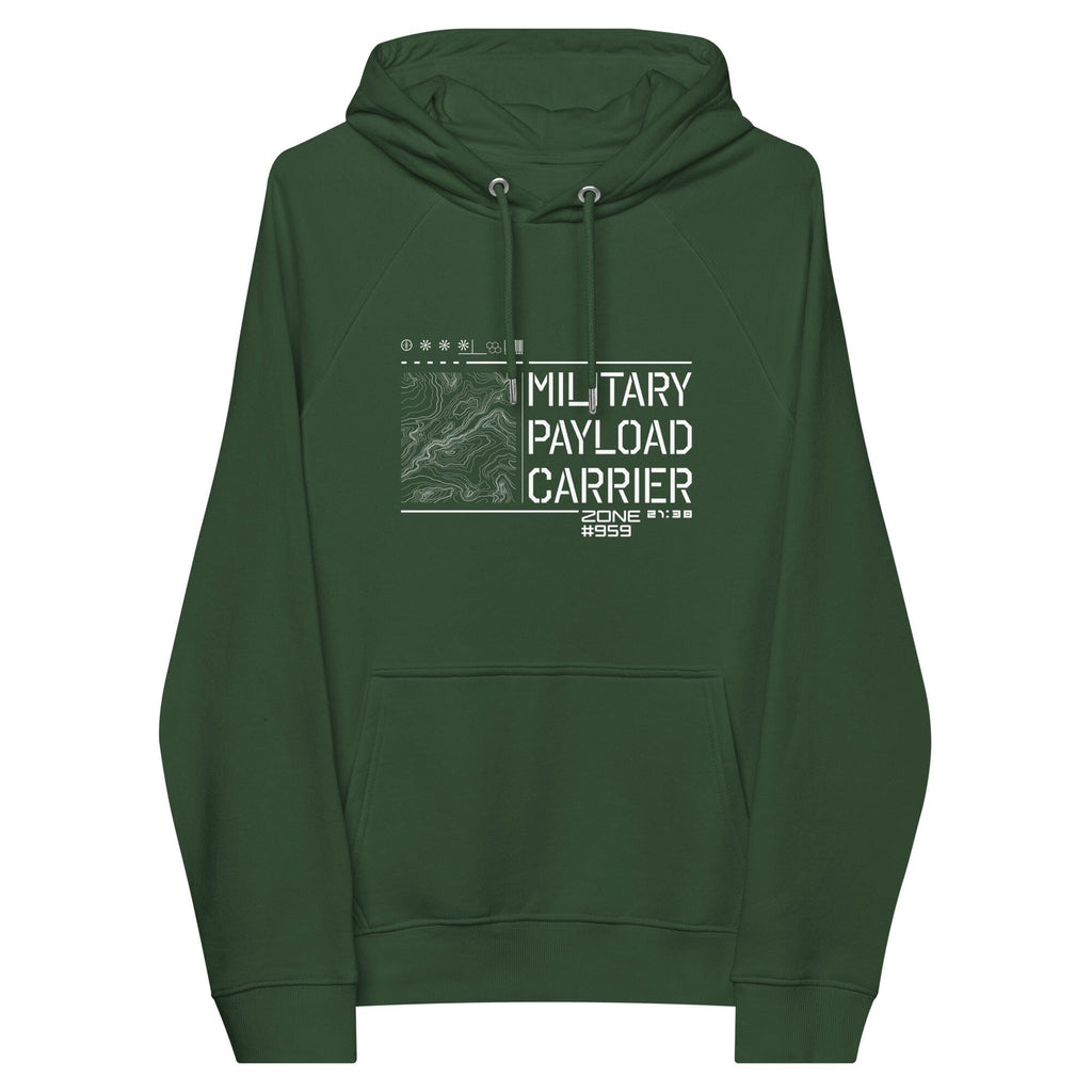 MILITARY PAYLOAD CARRIER eco raglan hoodie Embattled Clothing Bottle green XS 