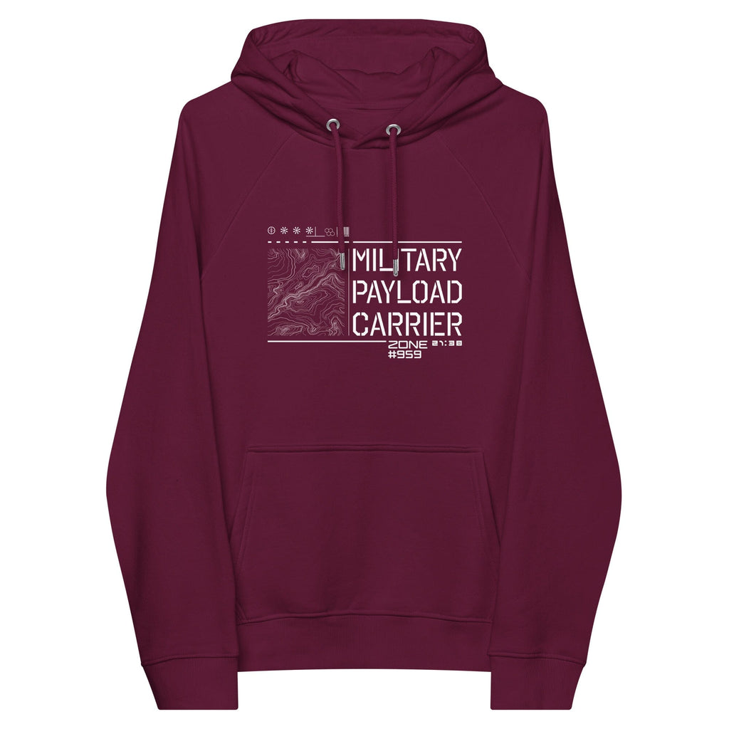 MILITARY PAYLOAD CARRIER eco raglan hoodie Embattled Clothing Burgundy XS 