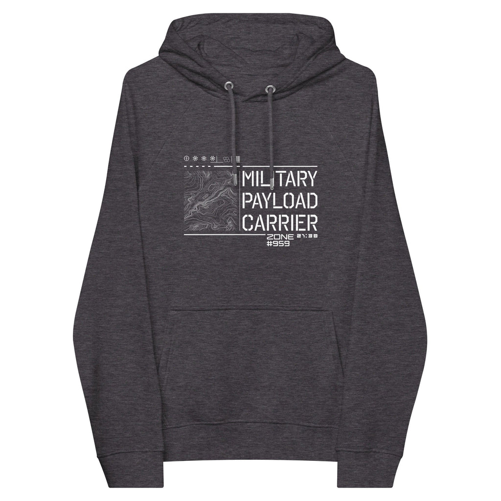 MILITARY PAYLOAD CARRIER eco raglan hoodie Embattled Clothing Charcoal Melange XS 