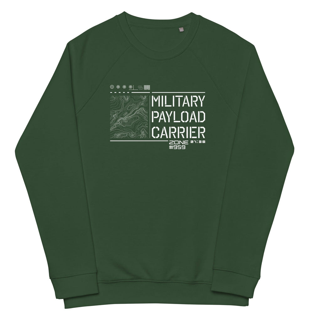 MILITARY PAYLOAD CARRIER organic raglan sweatshirt Embattled Clothing Bottle green XS 