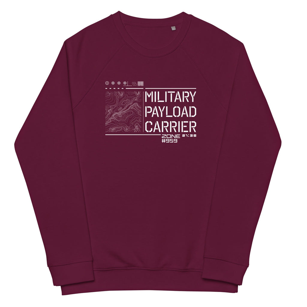 MILITARY PAYLOAD CARRIER organic raglan sweatshirt Embattled Clothing Burgundy XS 