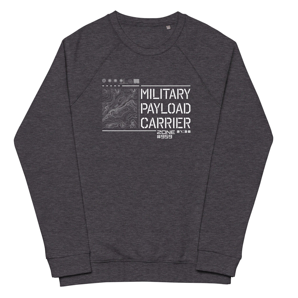 MILITARY PAYLOAD CARRIER organic raglan sweatshirt Embattled Clothing Charcoal Melange XS 