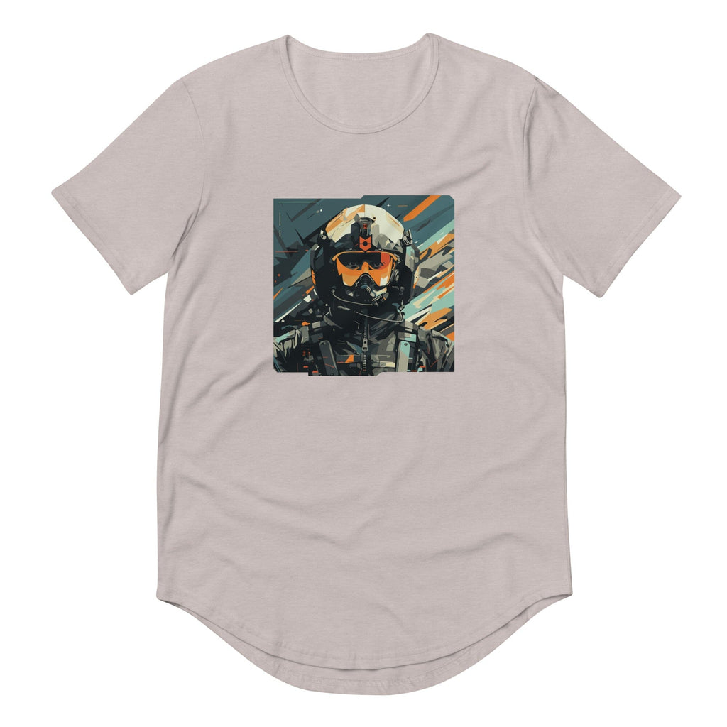 MILSPEC CYBORG - PILOT X Men's Curved Hem T-Shirt Embattled Clothing Heather Cool Grey S 