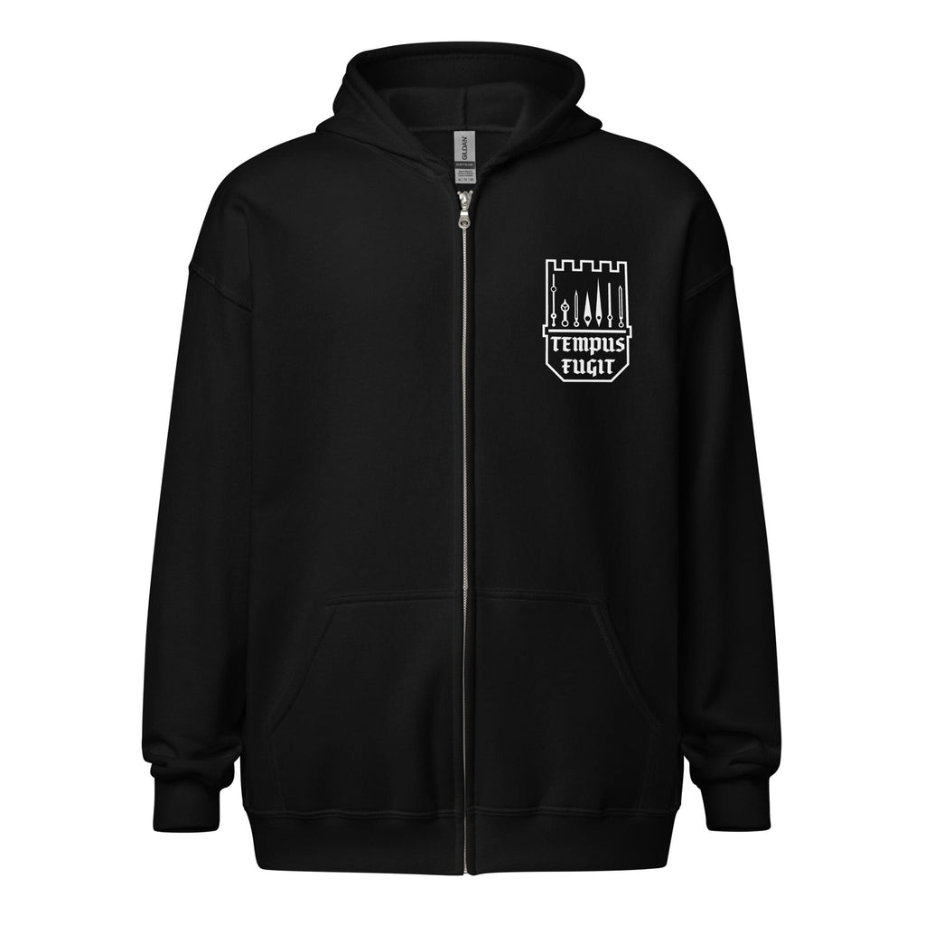 Tempus Fugit heavy blend zip hoodie Embattled Clothing Black S 