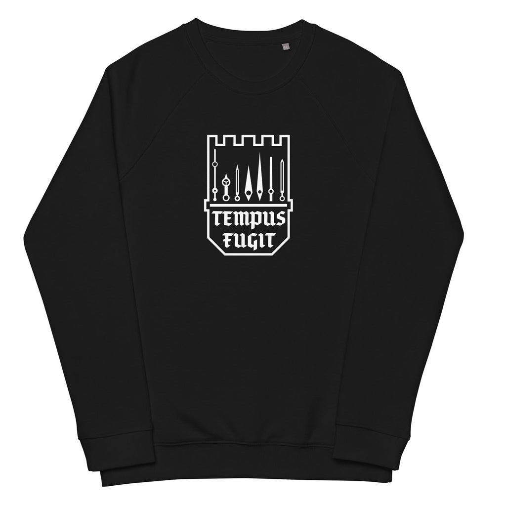 Tempus Fugit organic raglan sweatshirt Embattled Clothing Black XS 