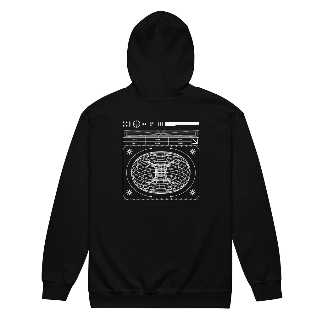 VORTEX HOLOGRAPHIC MAP heavy blend zip hoodie Embattled Clothing Black S 
