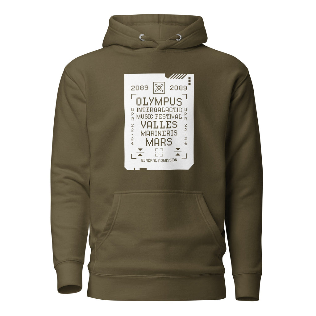2089 OLYMPUS intergalactic Music Festival Hoodie Embattled Clothing Military Green S 