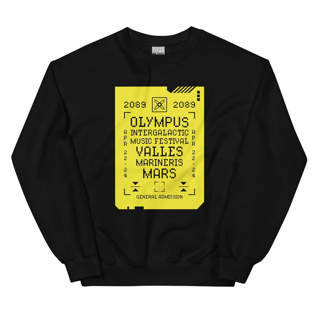 2089 OLYMPUS intergalactic Music Festival (Sulfuric Yellow) Sweatshirt Embattled Clothing Black S 