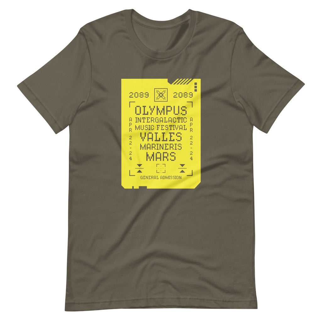 2089 OLYMPUS INTERGALACTIC MUSIC FESTIVAL (SULFURIC YELLOW) t-shirt Embattled Clothing Army S 