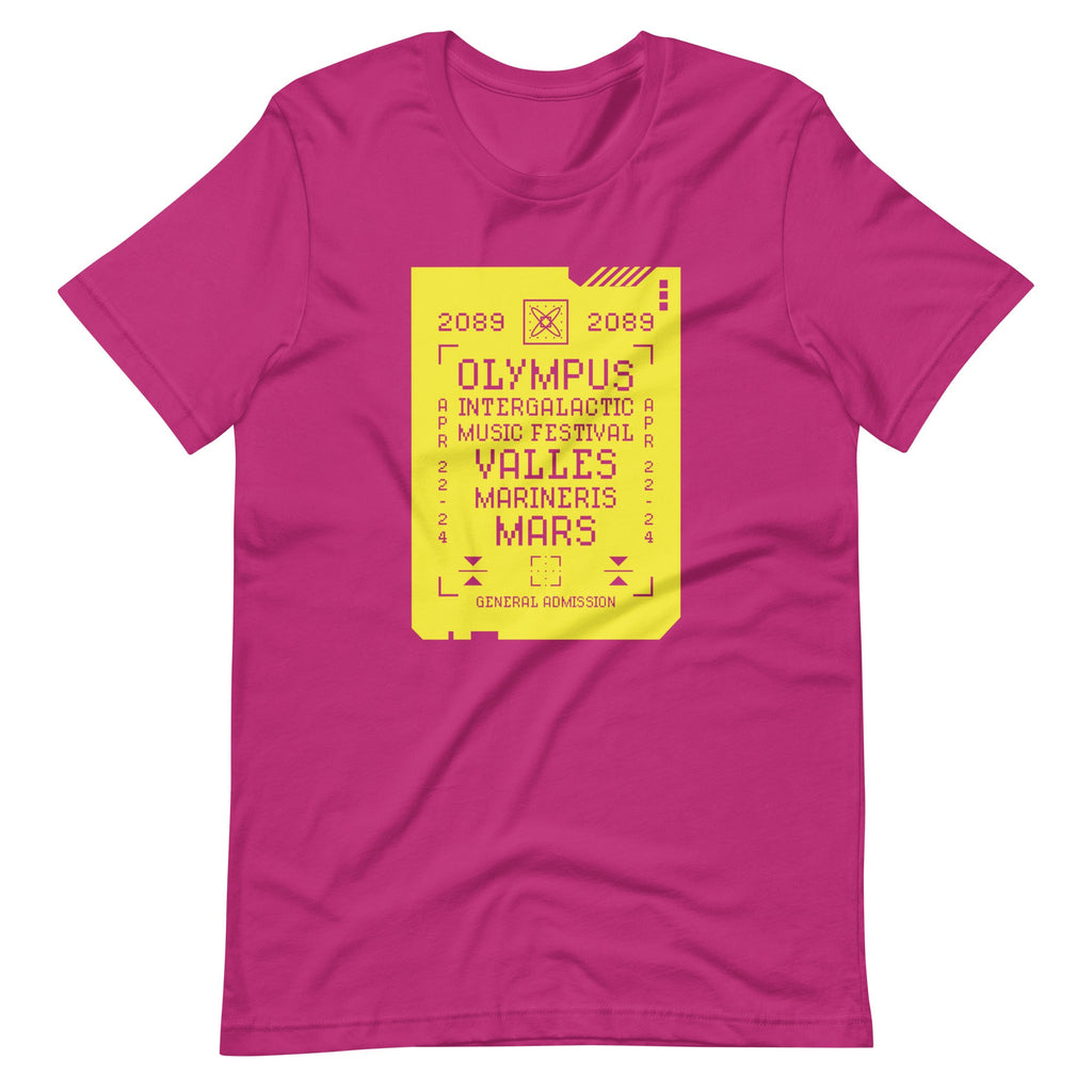 2089 OLYMPUS INTERGALACTIC MUSIC FESTIVAL (SULFURIC YELLOW) t-shirt Embattled Clothing Berry S 