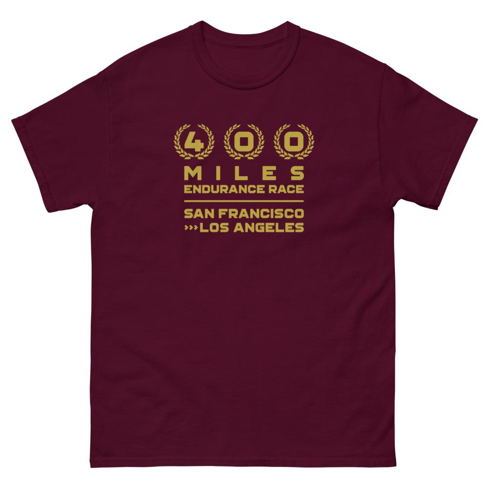 400 MILES RACE GOLD heavyweight tee Embattled Clothing Maroon S 