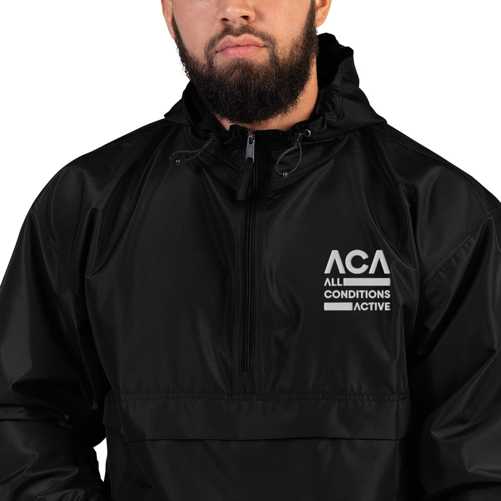 ACA Apex Tech Embroidered Champion Packable Jacket Embattled Clothing Black S 