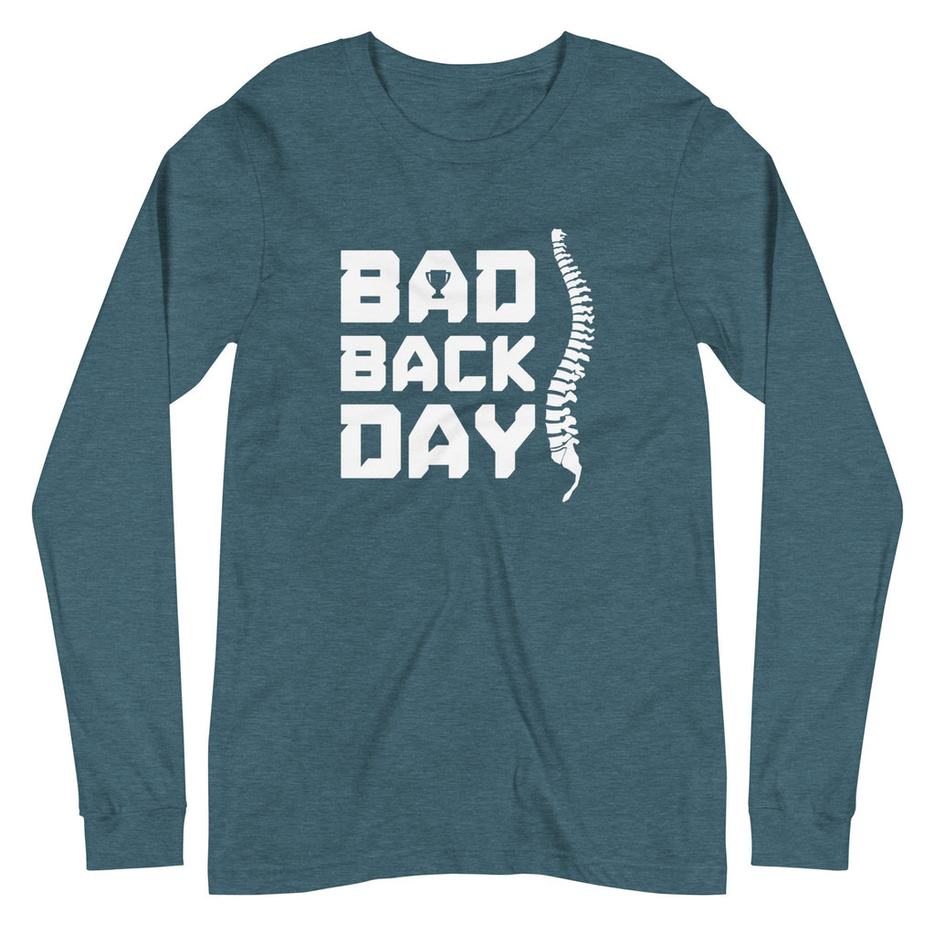 BAD BACK DAY Long Sleeve Tee Embattled Clothing Heather Deep Teal XS 