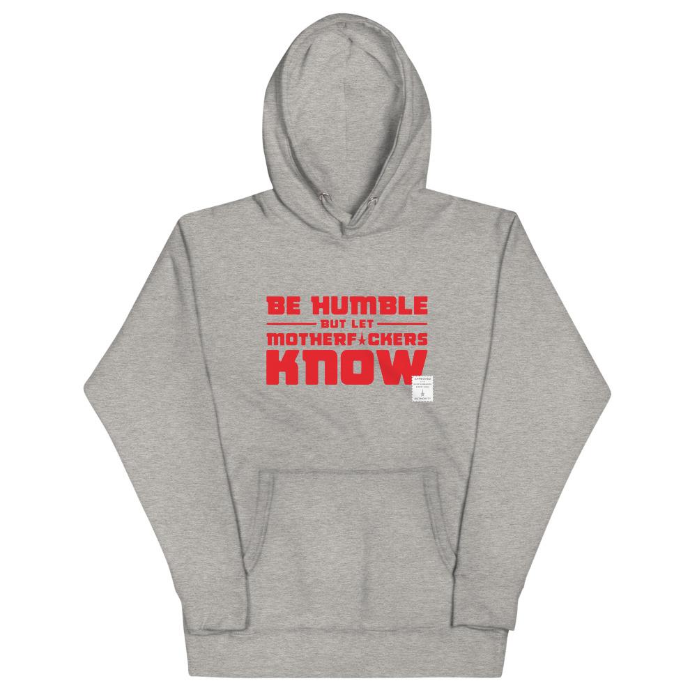 BE HUMBLE (LASER RED) Hoodie Embattled Clothing Carbon Grey S 
