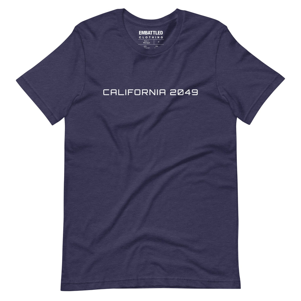 CALIFORNIA 2049 t-shirt Embattled Clothing Heather Midnight Navy XS 