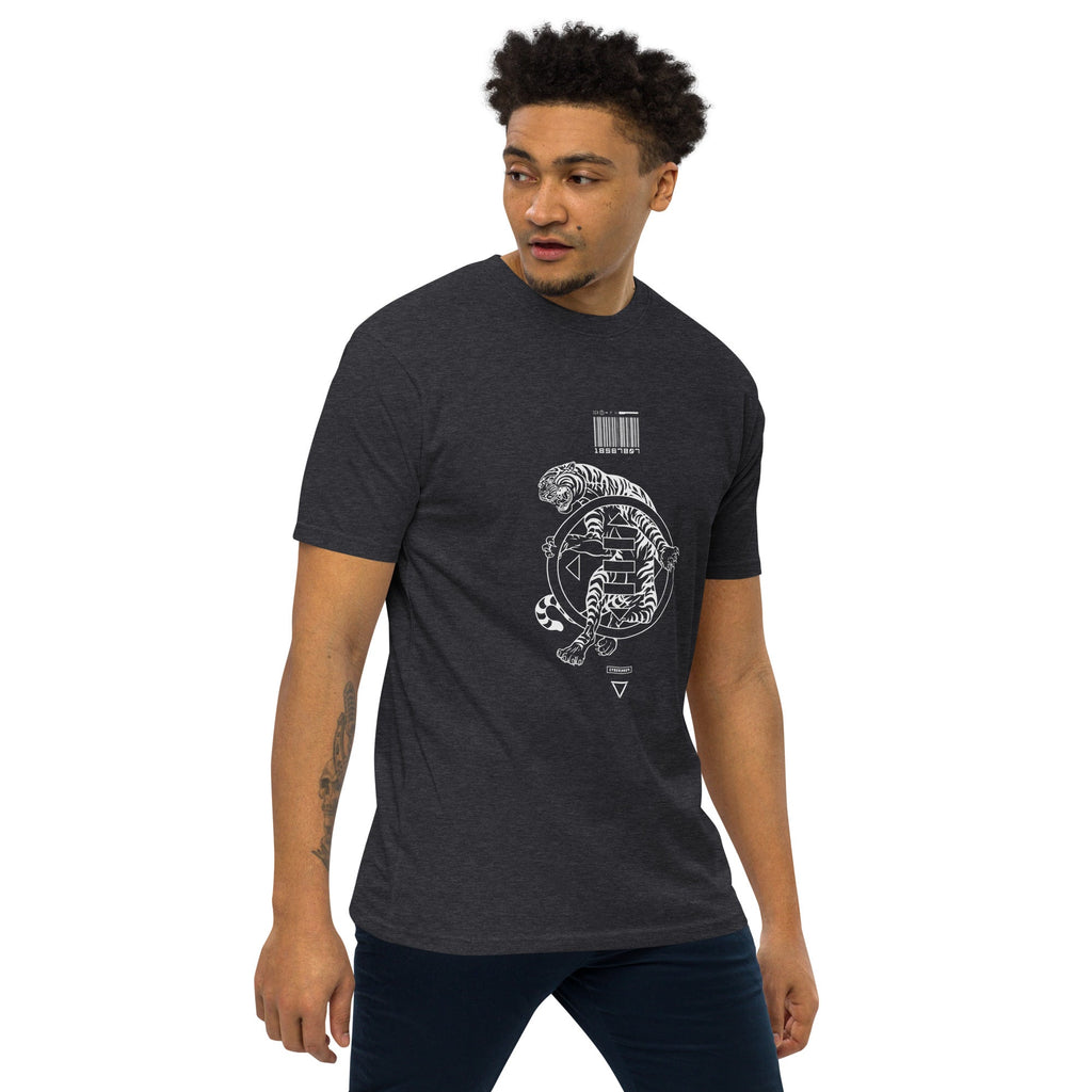 Cyber Tiger's Eye Men’s premium heavyweight tee Embattled Clothing Charcoal Heather S 