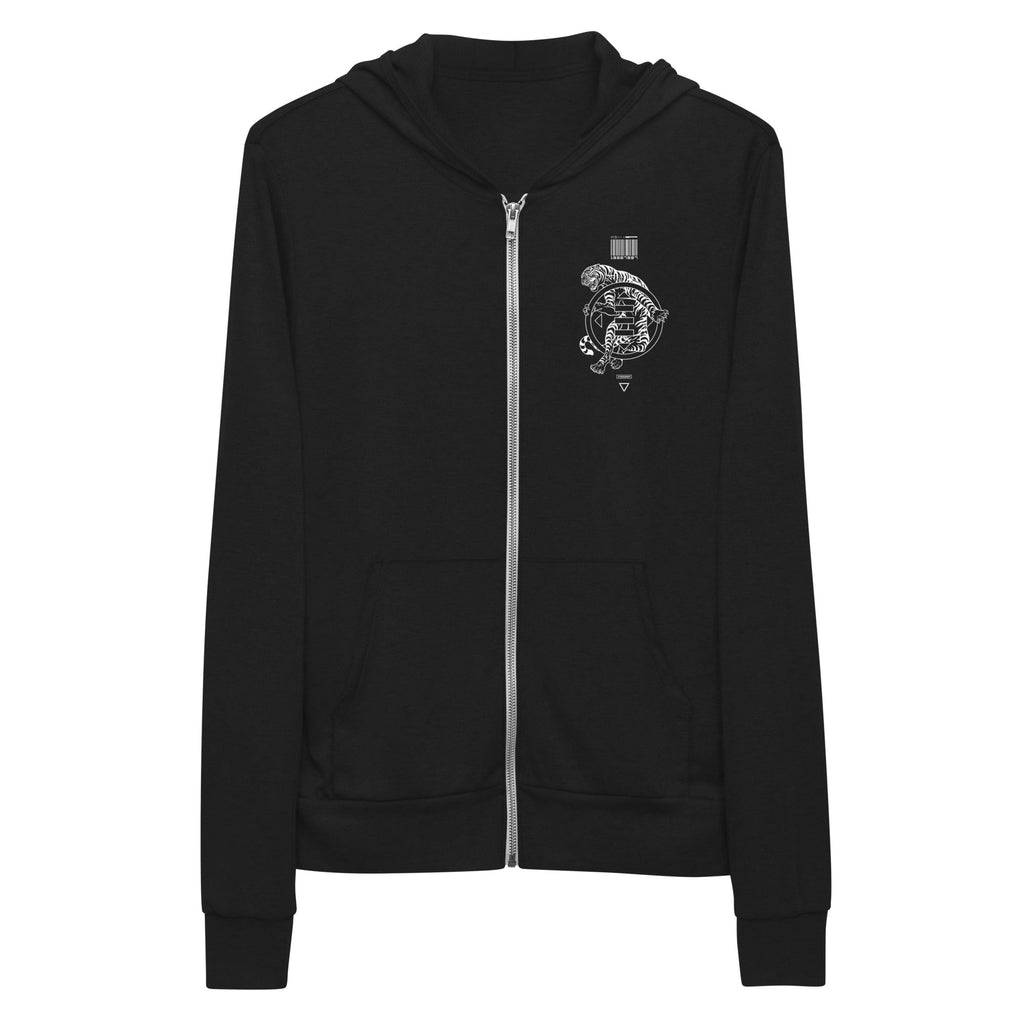 CYBER TIGER'S EYE zip hoodie Embattled Clothing Solid Black Triblend XS 