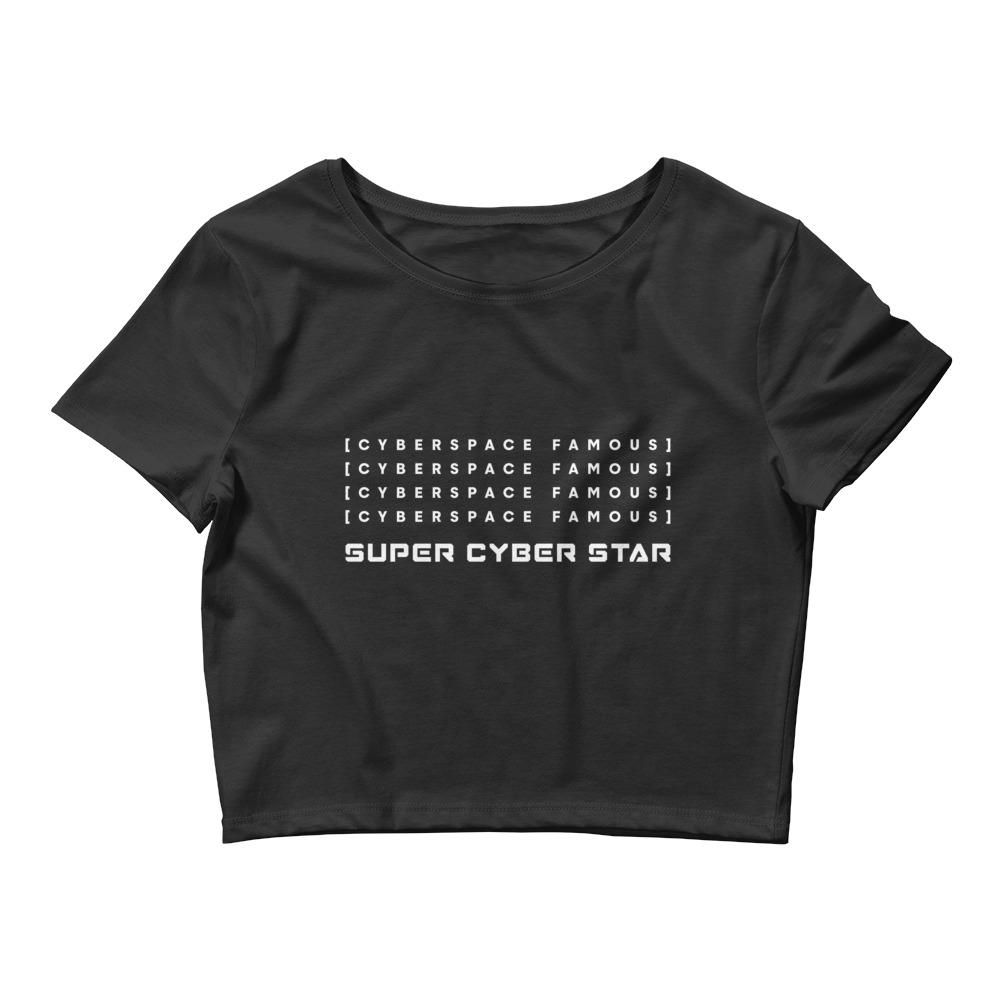 CYBERSPACE FAMOUS 2.0 Women’s Crop Tee Embattled Clothing Black XS/SM 