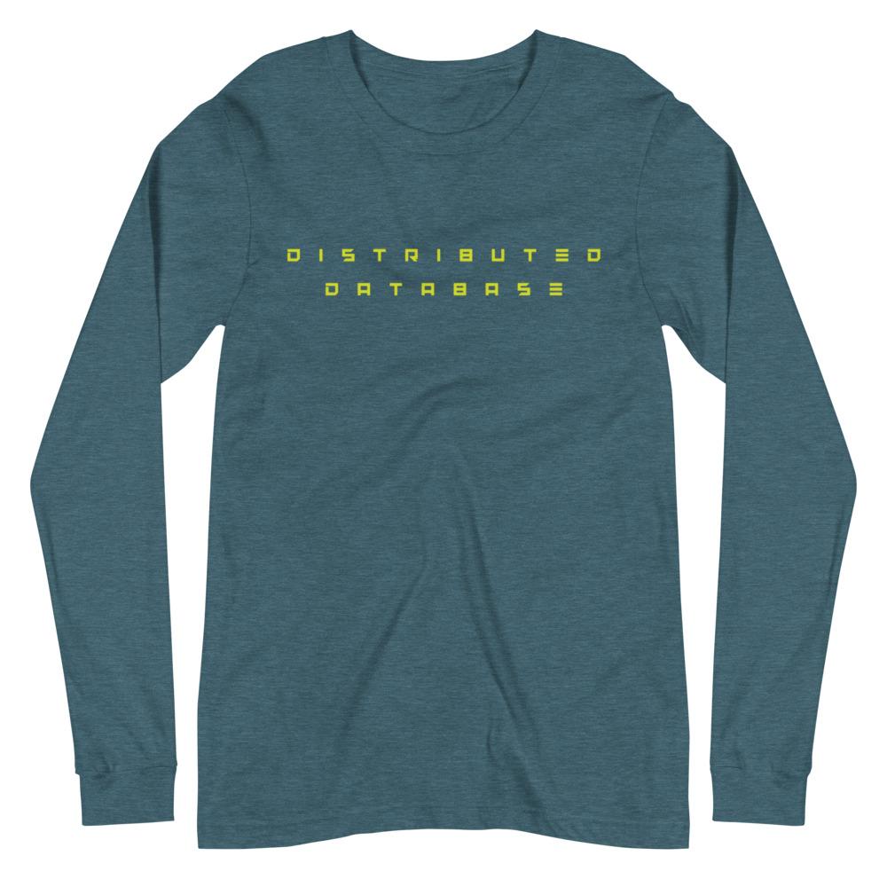 Distributed Database Long Sleeve Tee Embattled Clothing Heather Deep Teal XS 