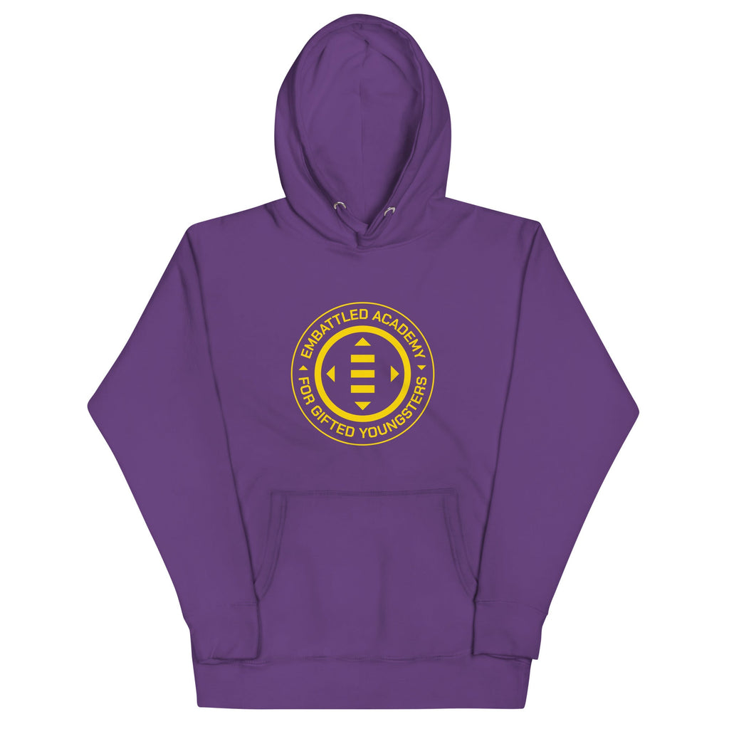 EMBATTLED ACADEMY FOR GIFTED YOUNGSTERS Hoodie Embattled Clothing Purple S 