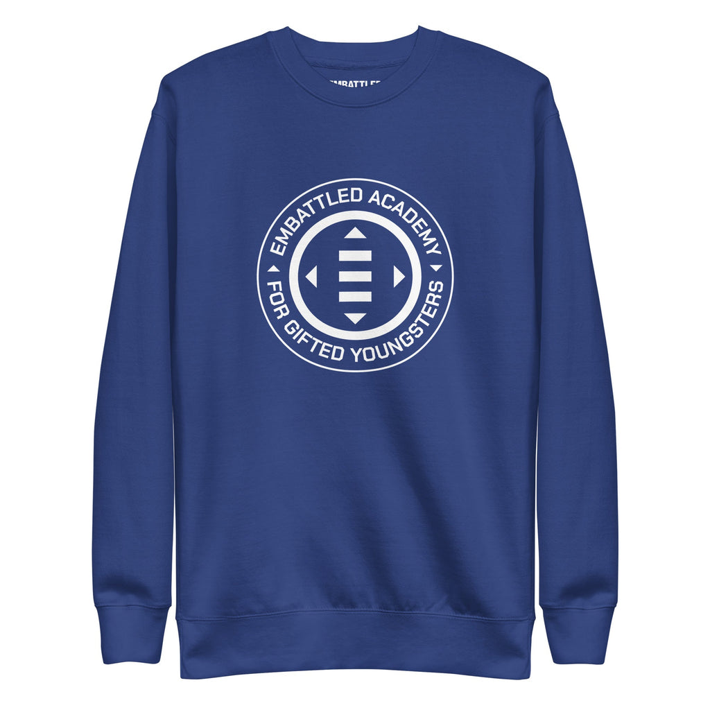 EMBATTLED ACADEMY FOR GIFTED YOUNGSTERS Premium Sweatshirt Embattled Clothing Team Royal S 