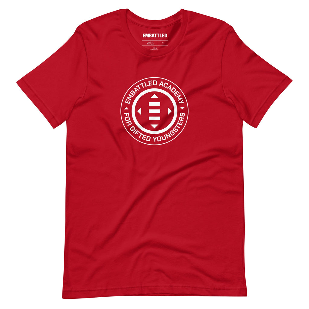 Embattled Academy for Gifted Youngsters t-shirt Embattled Clothing Red XS 