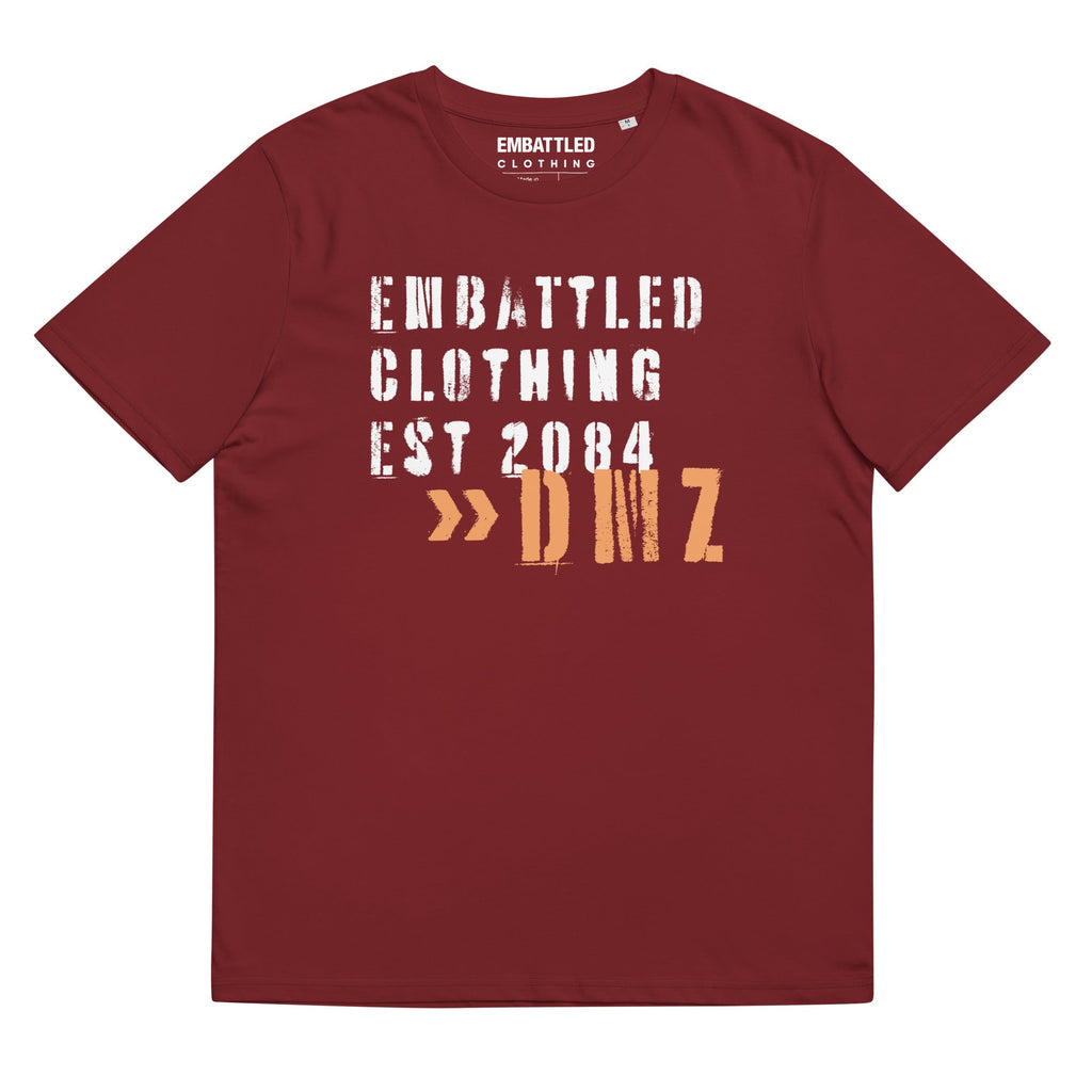 EMBATTLED CLOTHING EST 2084 - NO MORE WAR organic cotton t-shirt Embattled Clothing Burgundy S 