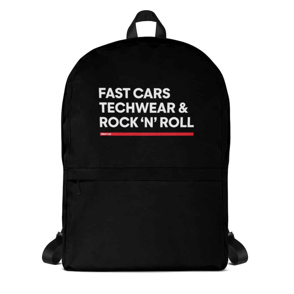 FAST CARS TECHWEAR & ROCK N ROLL Backpack Embattled Clothing 