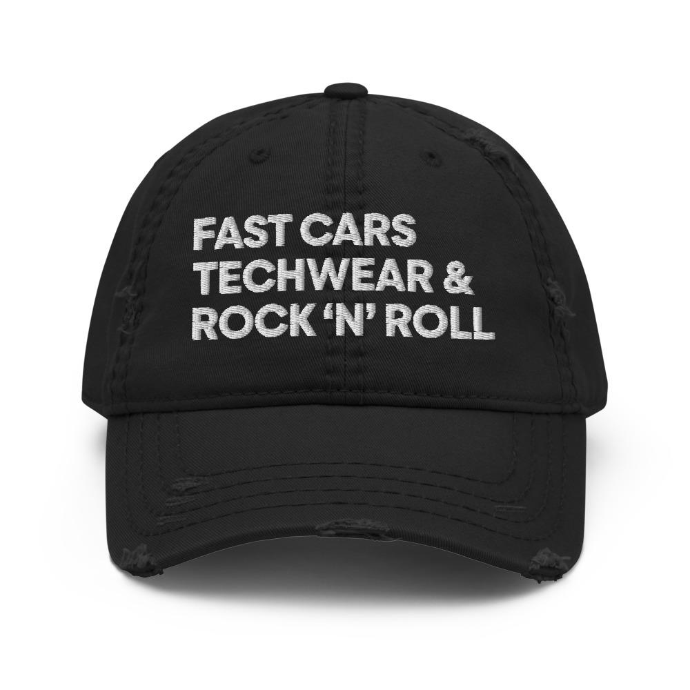FAST CARS TECHWEAR & ROCK N ROLL Distressed Hat Embattled Clothing 