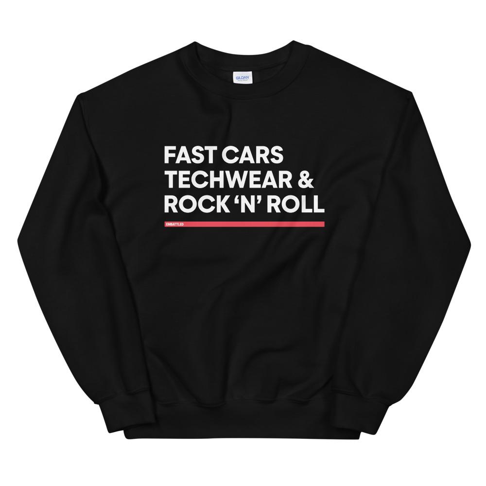 FAST CARS TECHWEAR & ROCK N ROLL Sweatshirt Embattled Clothing Black S 
