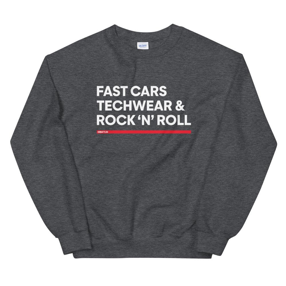 FAST CARS TECHWEAR & ROCK N ROLL Sweatshirt Embattled Clothing Dark Heather S 