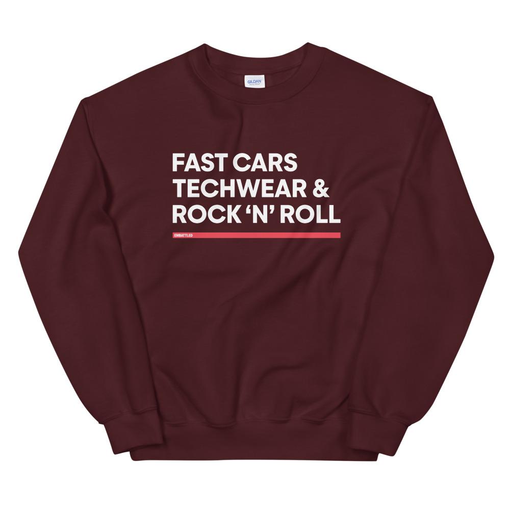 FAST CARS TECHWEAR & ROCK N ROLL Sweatshirt Embattled Clothing Maroon S 
