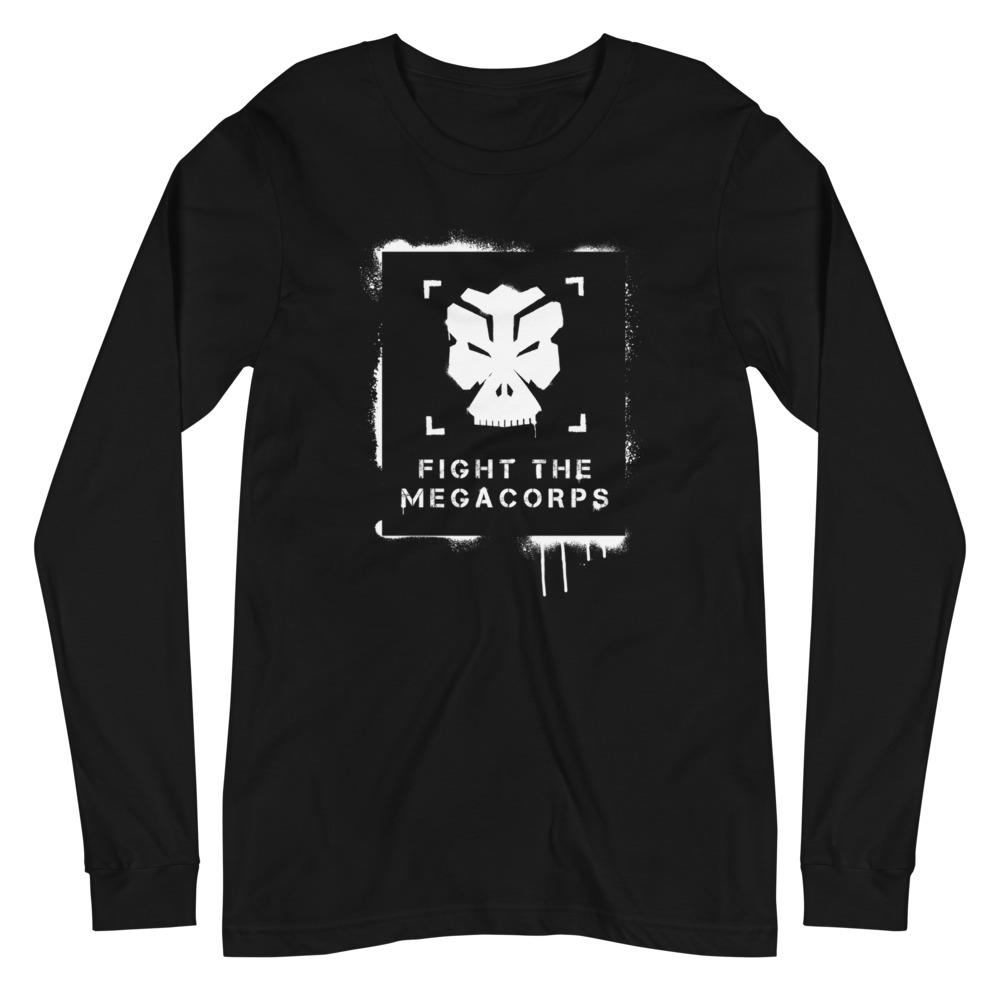 FIGHT THE MEGACORPS 1.0 Long Sleeve Tee Embattled Clothing Black XS 