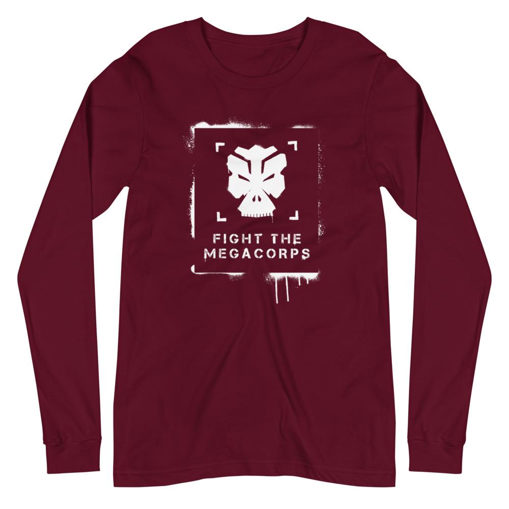 FIGHT THE MEGACORPS 1.0 Long Sleeve Tee Embattled Clothing Maroon XS 