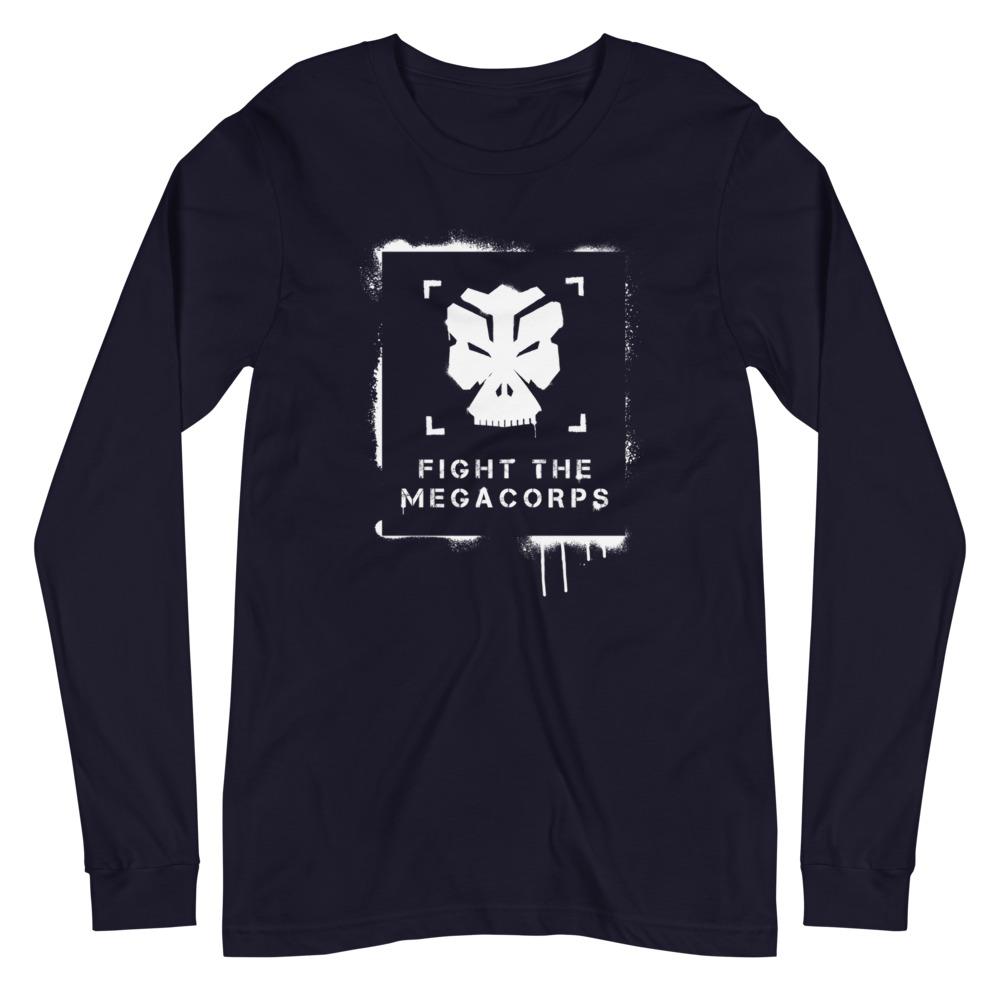FIGHT THE MEGACORPS 1.0 Long Sleeve Tee Embattled Clothing Navy XS 