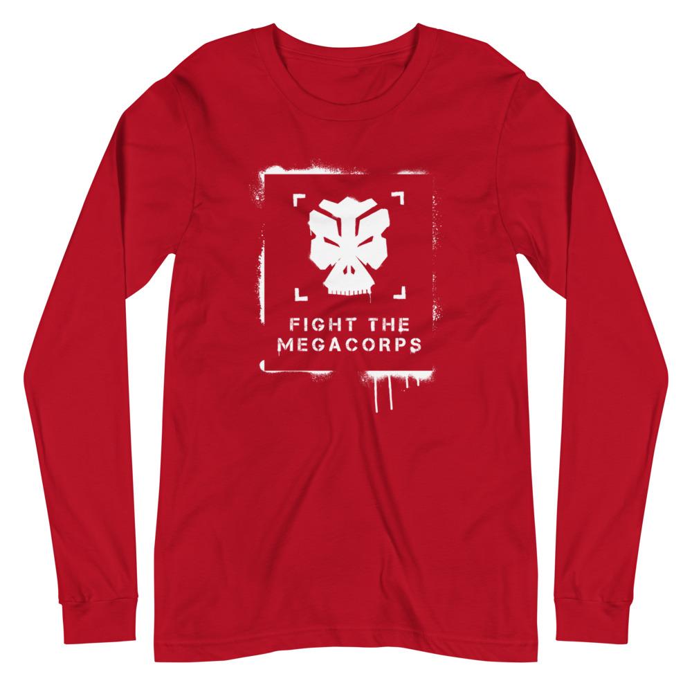 FIGHT THE MEGACORPS 1.0 Long Sleeve Tee Embattled Clothing Red XS 