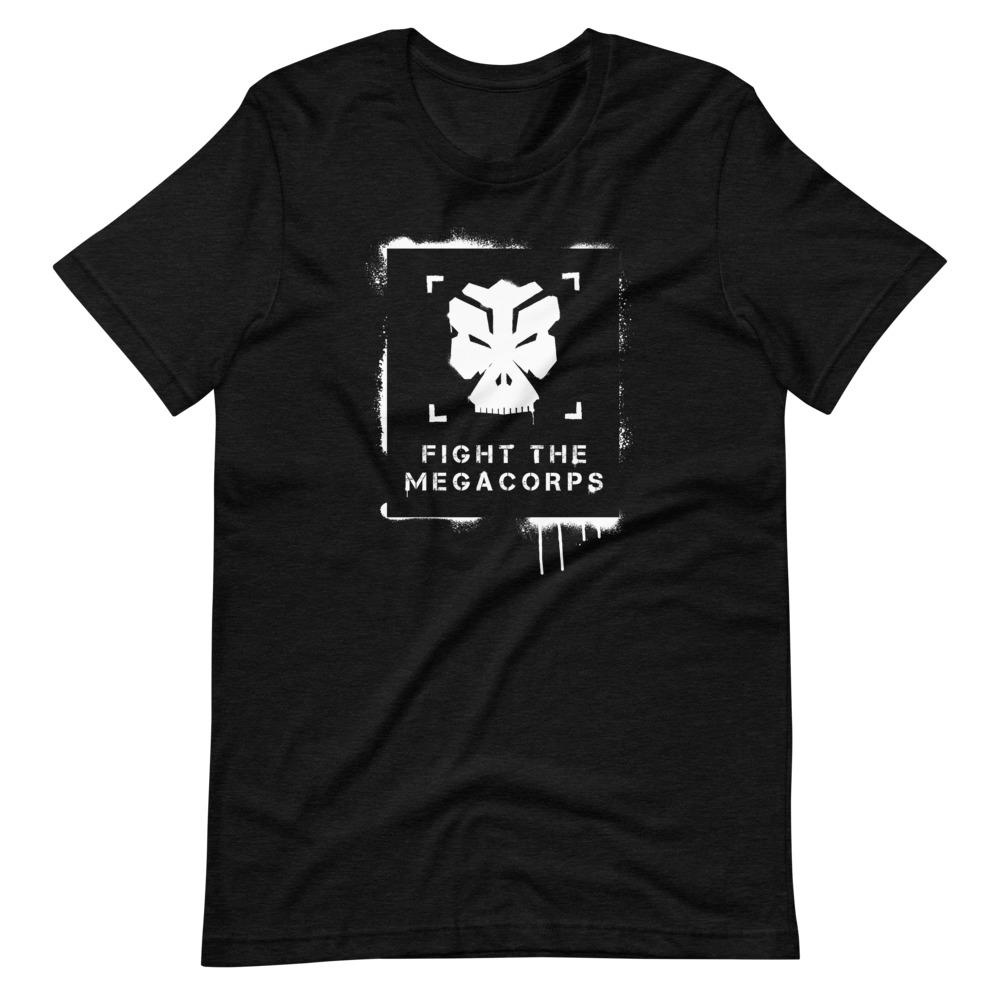 FIGHT THE MEGACORPS 1.0 Short-Sleeve T-Shirt Embattled Clothing Black Heather XS 