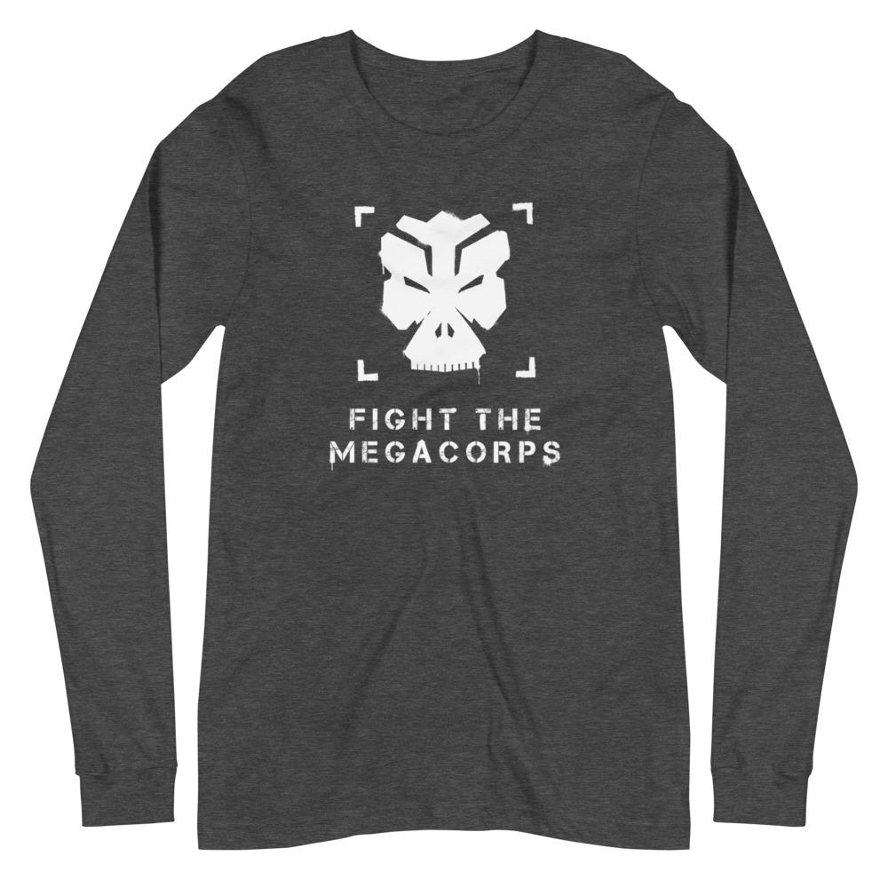 FIGHT THE MEGACORPS P1 Long Sleeve Tee Embattled Clothing Dark Grey Heather XS 